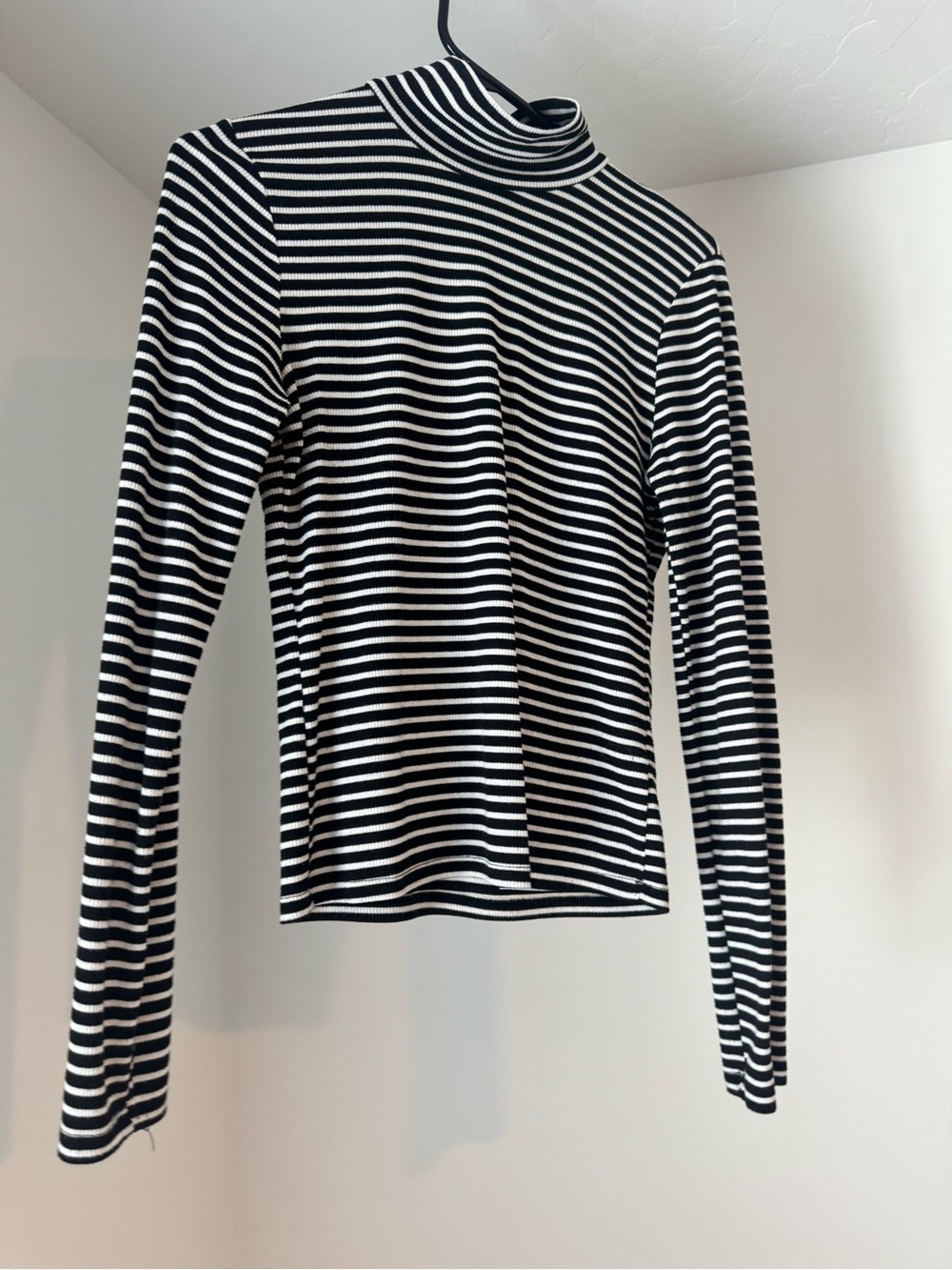 Striped Black & White Long-Sleeve Turtleneck